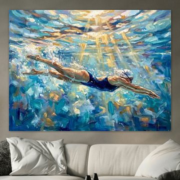 Plongeur dans une lumière dorée