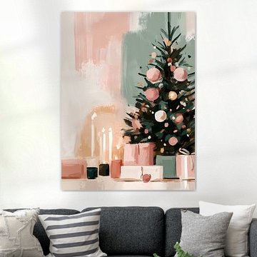 Sapin de Noël aux couleurs pastel à la lueur des bougies sur Mosaic Dialogue