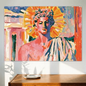 Impressionistisches Porträt des Apollon mit Sonnenkranz
