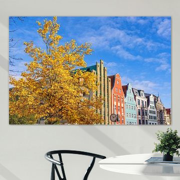 A view of Kröpeliner Straße in the Hanseatic city of Rostock in H