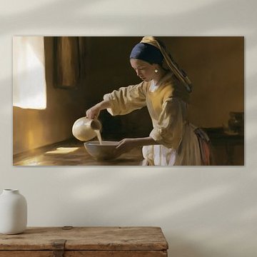 Das Milchmädchen mit der Perle – Panorama von TheXclusive Art
