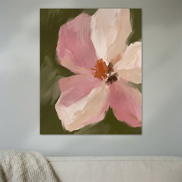 Modern Botanical Abstraction in Pink and Green