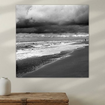 beach with a passing shower