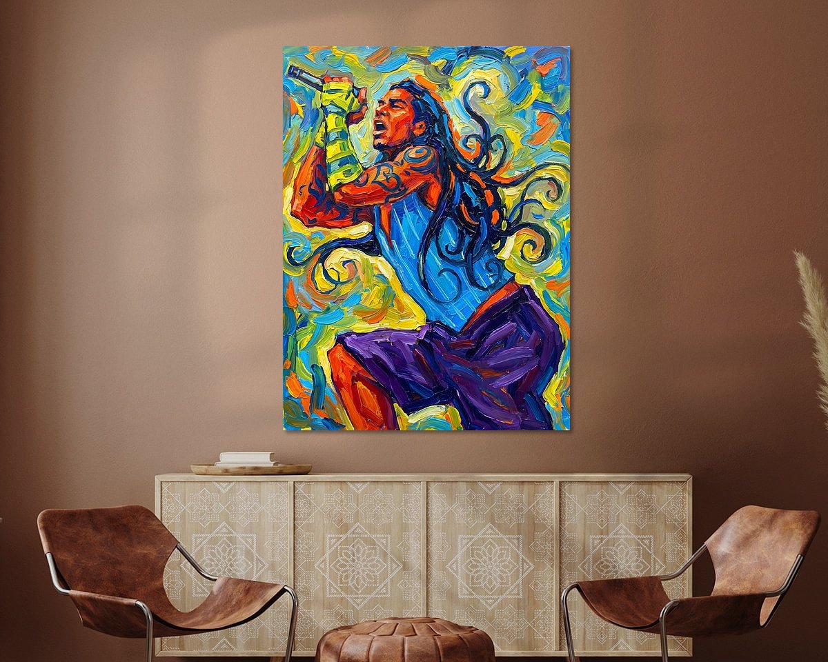 Voorbeeld van het werk in een kamer