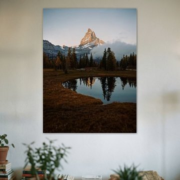 The Matterhorn in autumn – Zermatt mountain lake poster