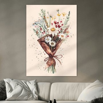 A delicate bouquet of wildflowers with a watercolour effect by Dave Schloffi