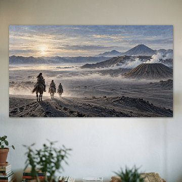 Reiter am Morgen auf dem Sandmeer, Bromo, Ost-Java, Indonesien von Vínculae
