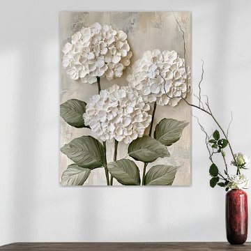 White Hydrangea Blooms by IamHomeStudio