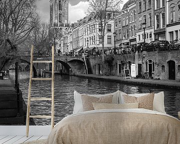 Utrecht Cathedral seen from the wharf on the Oudegracht canal by André Blom Fotografie Utrecht