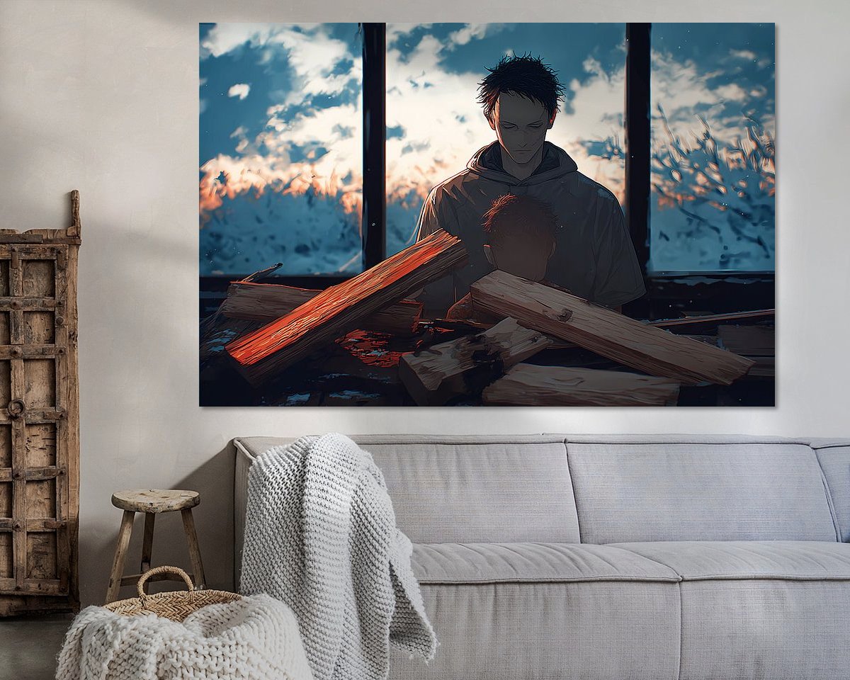Voorbeeld van het werk in een kamer