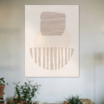 Abstracte, organisch-geometrische moderne kunst in aardetinten van Online Arts