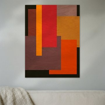 Art abstrait géométrique minimaliste contemporain dans des tons ocres. sur Online Arts