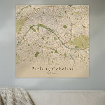 Vintage map of Paris 13 Gobelins, France by Prints of Place