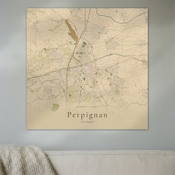 Historische Landkarte von Perpignan, Frankreich von Ortsdrucke