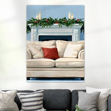 Weihnachtsgirlande über einem cremefarbenen Sofa von Mosaic Dialogue
