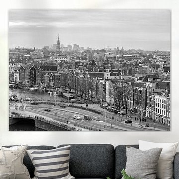 Vue d'Amsterdam en noir et blanc