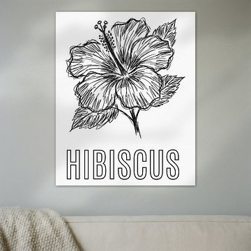 minimalist Hibiscus flower line art poster - white edition by moveit store
