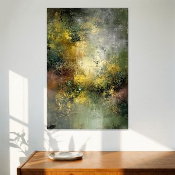Moss Green and Ochre – Mystical Abstract Landscape