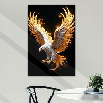 Fantasy Art Wandbild: LUXADOR – Der leuchtende Adler aus Gold von INFERAURUM - Dark Fantasy Wall Art & Poster