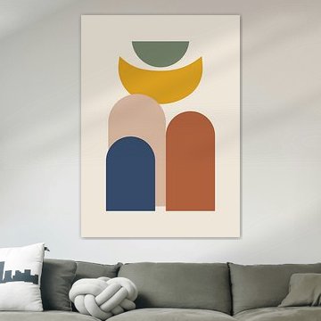 Abstrakte, minimalistische Bögen und Halbmondformen in gedeckten Farben von Adam Khabibi