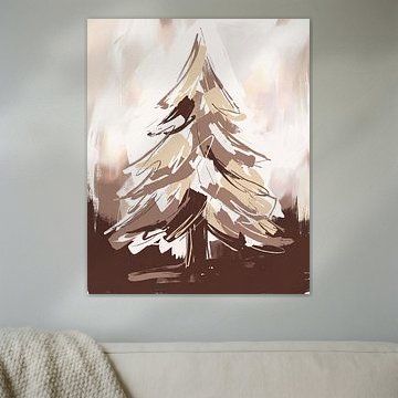 Stijlvolle Kerstboom Abstractie in Aardse Tonen