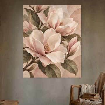 Soft magnolia in pink and cream by TheArtfulGallery