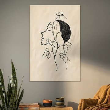 Blühende Gedanken – Minimalistisches Frauenporträt von Dave Schloffi