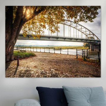 The Wilhelmina Bridge as seen from the Welle in autumn