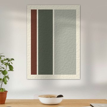 Tons terreux, motifs géométriques abstraits et blocs de couleur sur Wisnu Xiao