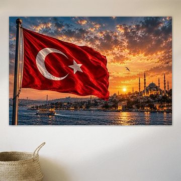 Türkische Flagge bei Sonnenuntergang von MNS Designs