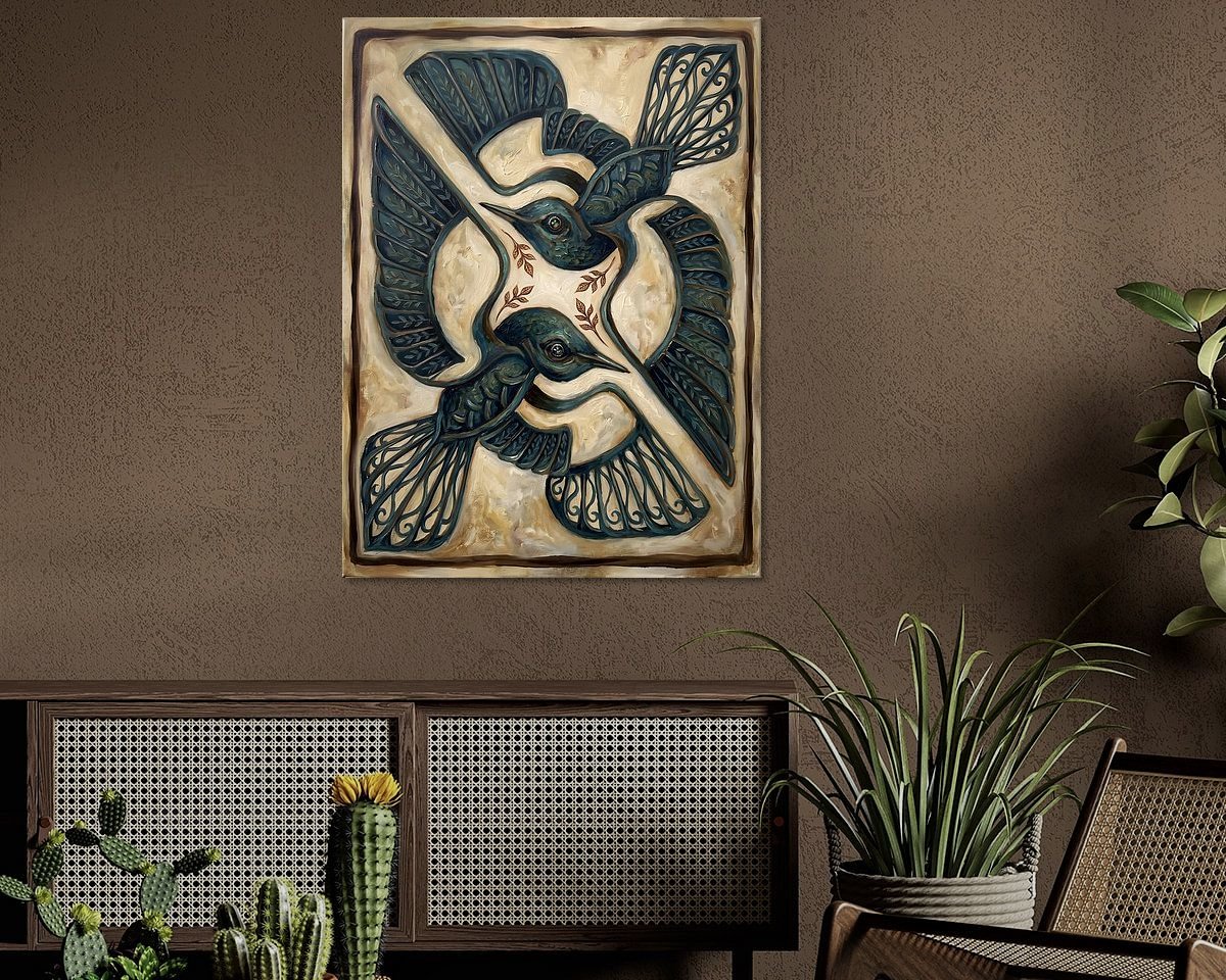 Voorbeeld van het werk in een kamer