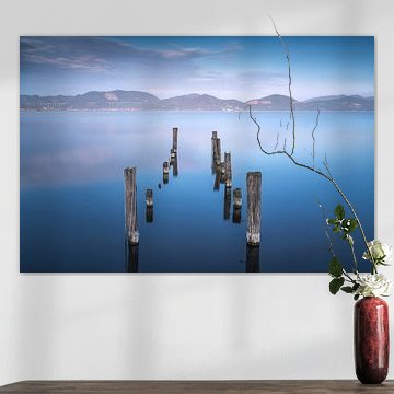 Long Exposure of Lake Massaciuccoli Pier Poles, Tuscany