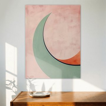 Formes géométriques abstraites vert saule et rose - Style d'intérieur « Japandi » sur Danny van Eldik
