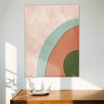 Organic Arches in Snow Green and Peach Pink | Abstract Japandi Art by Danny van Eldik