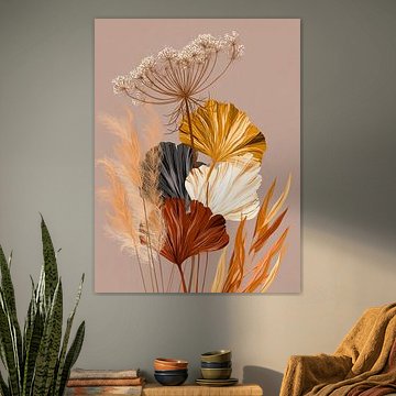 Botanical Autumn | Ginkgo, Dried Flowers and Pampas Grass in Earthy Tones