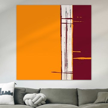 colour fields: dark red, beige, orange