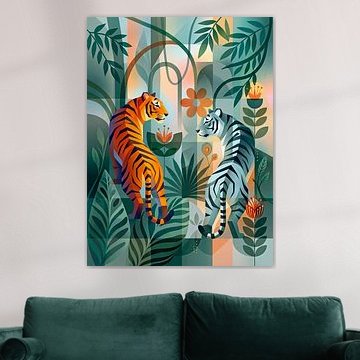 Tijgers in een geometrische jungle van ¡ guay !