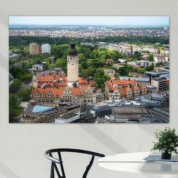 La nouvelle mairie de Leipzig, au-dessus des toits du centre-ville