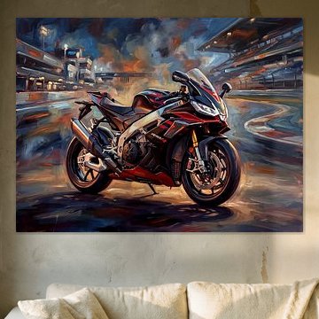 Une Aprilia RSV4 sur un circuit de nuit