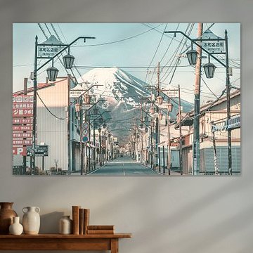 Shimoyoshida Honcho Street with Mount Fuji - urban vintage style