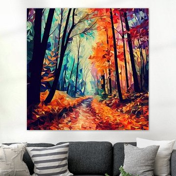 Autumn in abstract Cubist forms
