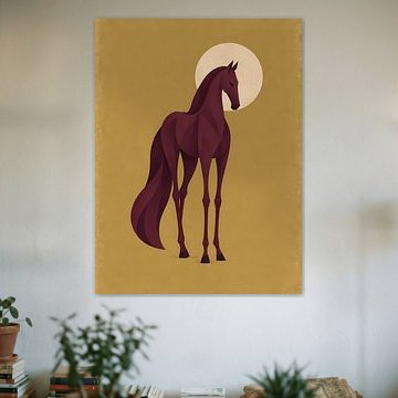 Burgundy Horse beneath a Pale Moon by Mosaic Dialogue