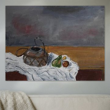Nature morte avec récipient et fruits sur Kjeld Olsen