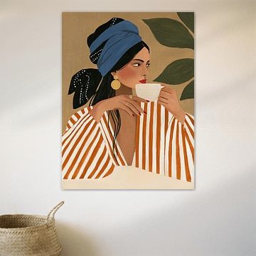 Koffiemoment in stijl, modern portret