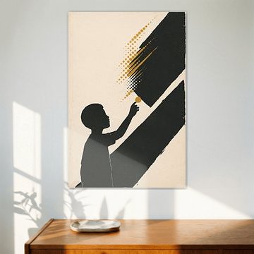 „Opwaartse Stencil“ – Wabi-Sabi-Junge als Siebdruck