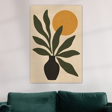 Décoration murale inspirée de Matisse, nature morte botanique minimaliste avec du soleil | Décoration d'intérieur moderne, abstraite et bohème