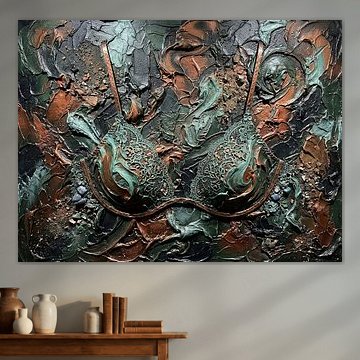 & ’s ‘Copper Glow’ and ‘Jade Lace’ – Abstract Mineral Relief Still Life (Fine Art Wall Art)
