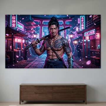 Samurai Japan in der Neonkultur von my pixel art