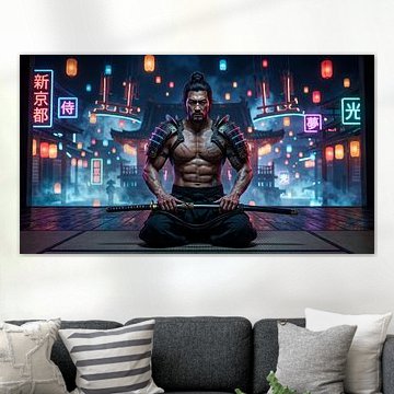 Japan, Neon Samurai by my pixel art