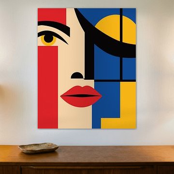 Geometrisches Bauhaus-Frauenporträt